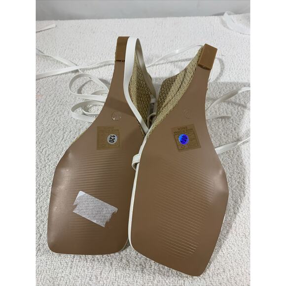 So Me Espadrille Wedges Sandals Womens 10 White Strappy Heels - Picture 6 of 7